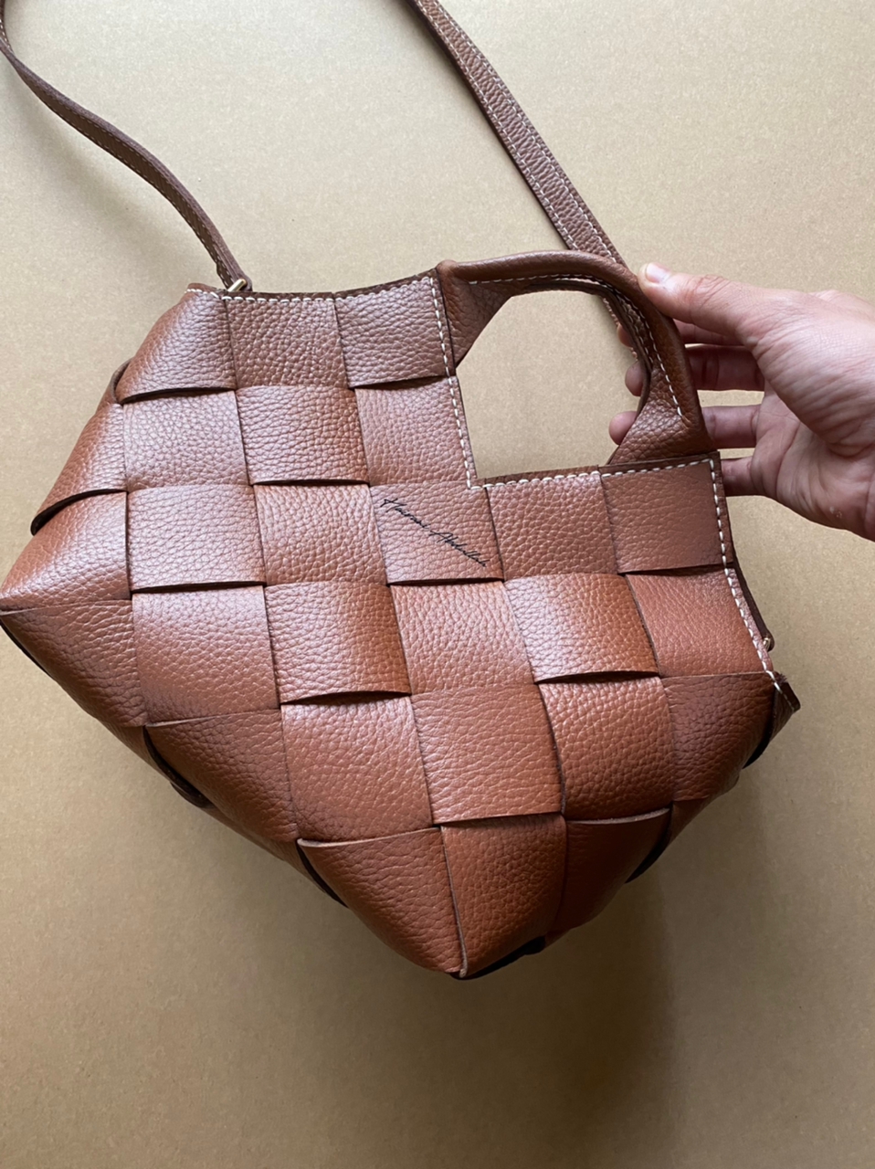 Leather basket online bag