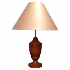 Wooden table lamp with shade/Lampu meja kayu 